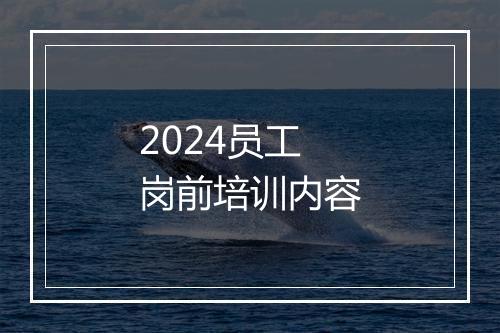 2024员工岗前培训内容