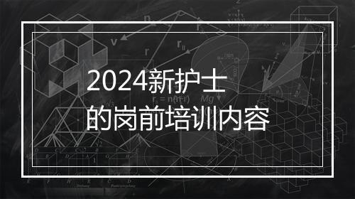 2024新护士的岗前培训内容