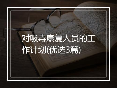 对吸毒康复人员的工作计划(优选3篇)