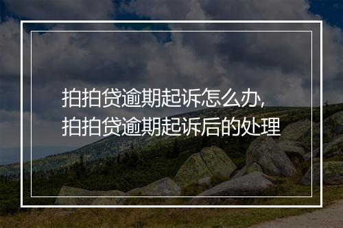 拍拍贷逾期起诉怎么办,拍拍贷逾期起诉后的处理