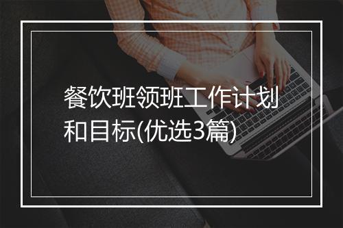 餐饮班领班工作计划和目标(优选3篇)