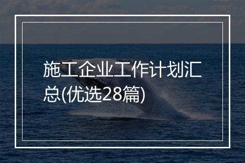 施工企业工作计划汇总(优选28篇)