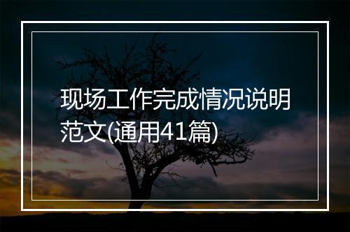 现场工作完成情况说明范文(通用41篇)