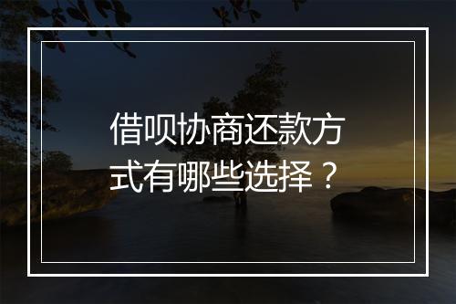 借呗协商还款方式有哪些选择？