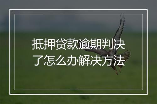 抵押贷款逾期判决了怎么办解决方法