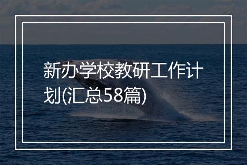 新办学校教研工作计划(汇总58篇)
