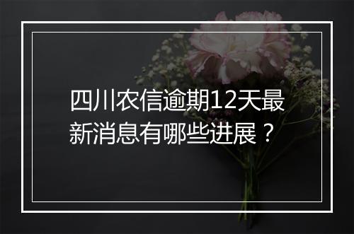 四川农信逾期12天最新消息有哪些进展？