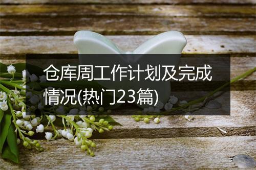 仓库周工作计划及完成情况(热门23篇)