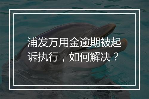 浦发万用金逾期被起诉执行，如何解决？