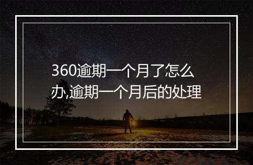 360逾期一个月了怎么办,逾期一个月后的处理