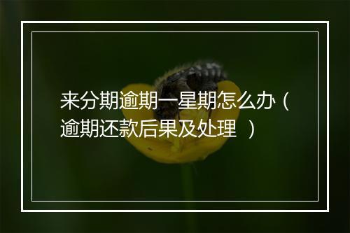 来分期逾期一星期怎么办（逾期还款后果及处理 ）