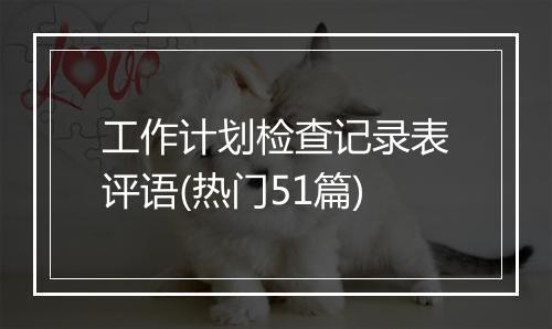 工作计划检查记录表评语(热门51篇)