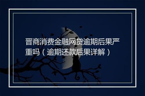 晋商消费金融网贷逾期后果严重吗（逾期还款后果详解）