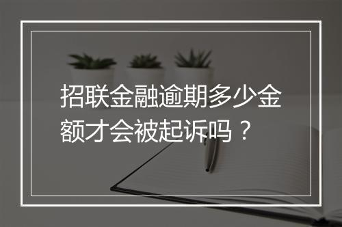 招联金融逾期多少金额才会被起诉吗？
