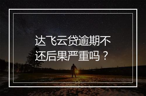 达飞云贷逾期不还后果严重吗？