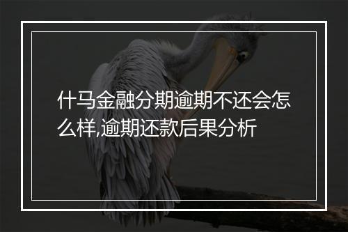 什马金融分期逾期不还会怎么样,逾期还款后果分析