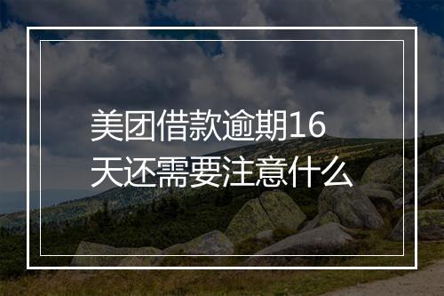 美团借款逾期16天还需要注意什么