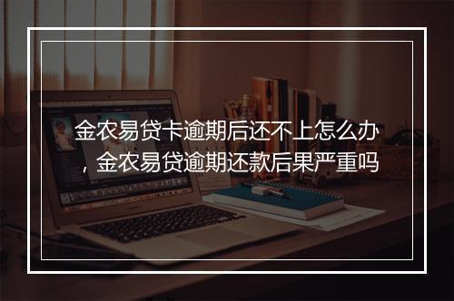 金农易贷卡逾期后还不上怎么办，金农易贷逾期还款后果严重吗