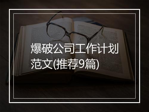 爆破公司工作计划范文(推荐9篇)