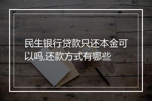 民生银行贷款只还本金可以吗,还款方式有哪些