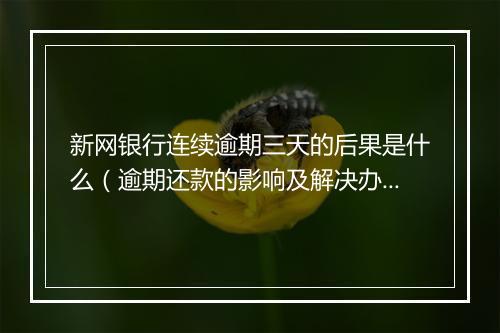 新网银行连续逾期三天的后果是什么（逾期还款的影响及解决办法）