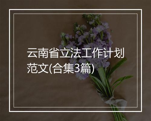 云南省立法工作计划范文(合集3篇)