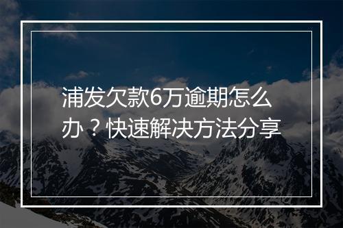 浦发欠款6万逾期怎么办？快速解决方法分享