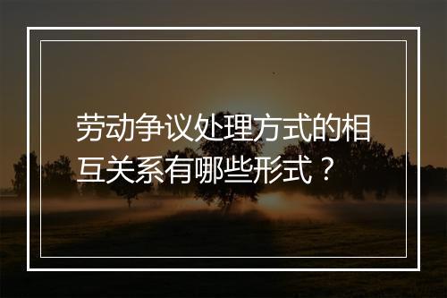 劳动争议处理方式的相互关系有哪些形式？