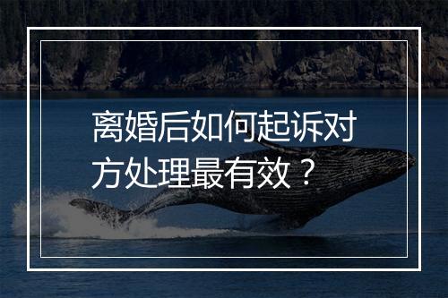 离婚后如何起诉对方处理最有效？