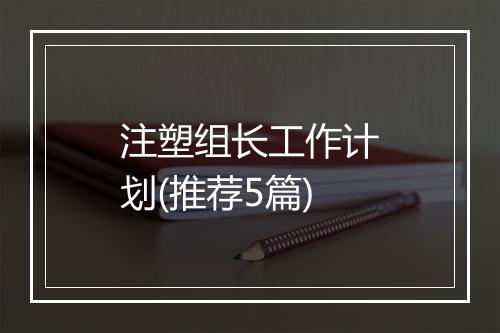注塑组长工作计划(推荐5篇)