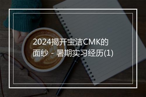 2024揭开宝洁CMK的面纱－暑期实习经历(1)