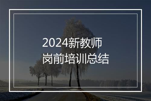 2024新教师岗前培训总结