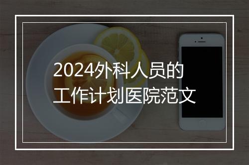 2024外科人员的工作计划医院范文