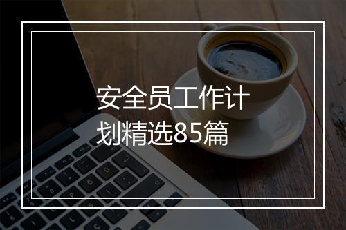 安全员工作计划精选85篇