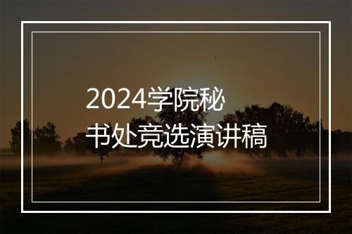 2024学院秘书处竞选演讲稿