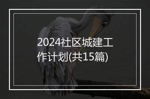 2024社区城建工作计划(共15篇)