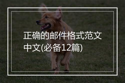 正确的邮件格式范文中文(必备12篇)