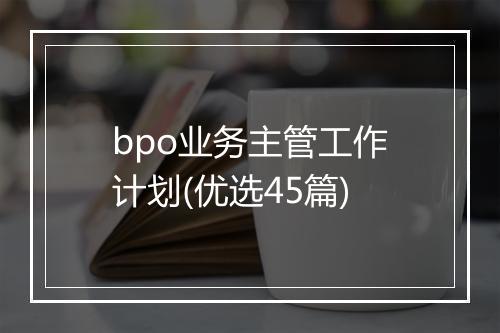bpo业务主管工作计划(优选45篇)