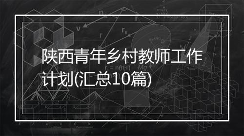 陕西青年乡村教师工作计划(汇总10篇)