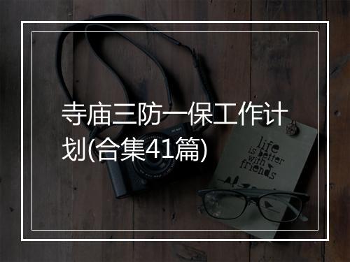 寺庙三防一保工作计划(合集41篇)