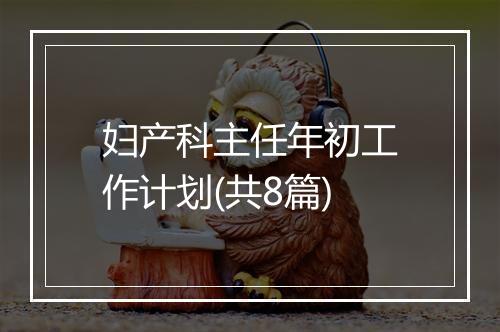 妇产科主任年初工作计划(共8篇)