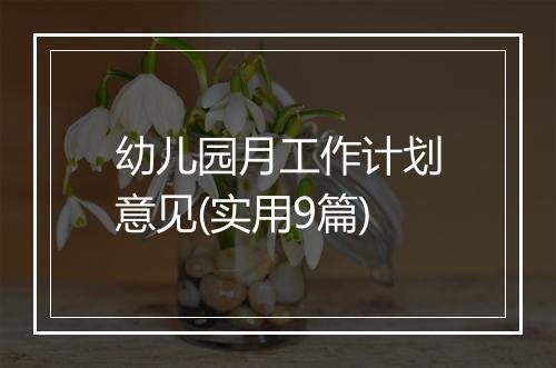 幼儿园月工作计划意见(实用9篇)