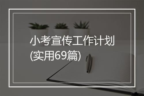 小考宣传工作计划(实用69篇)
