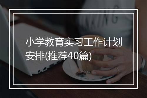 小学教育实习工作计划安排(推荐40篇)
