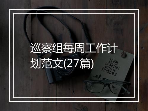 巡察组每周工作计划范文(27篇)