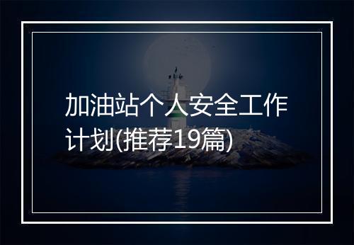 加油站个人安全工作计划(推荐19篇)
