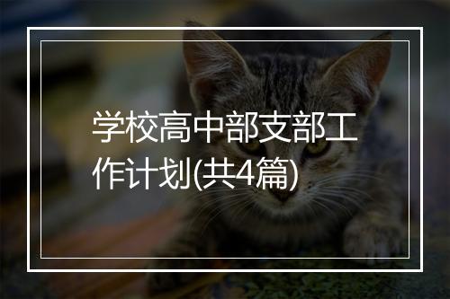 学校高中部支部工作计划(共4篇)