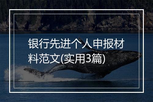 银行先进个人申报材料范文(实用3篇)