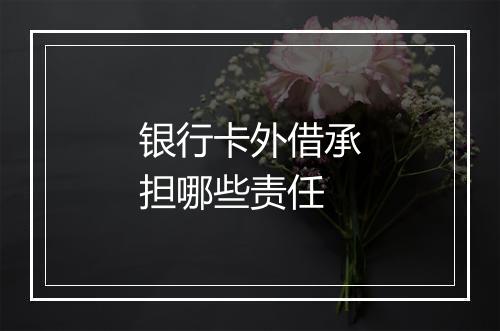 银行卡外借承担哪些责任