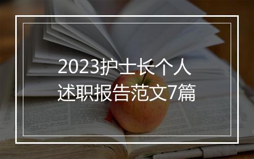 2023护士长个人述职报告范文7篇